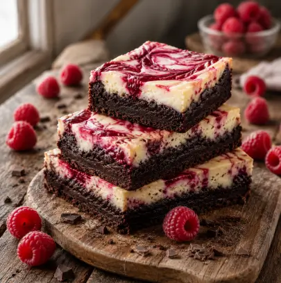 Cheesecake Brownies mit Himbeere