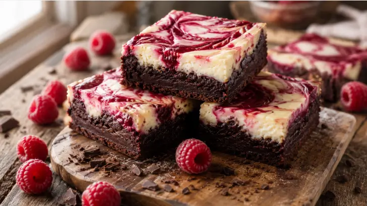 Cheesecake Brownies mit Himbeere