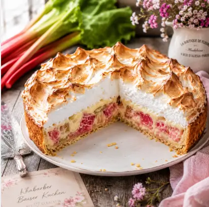 Rhabarberkuchen mit Baiser