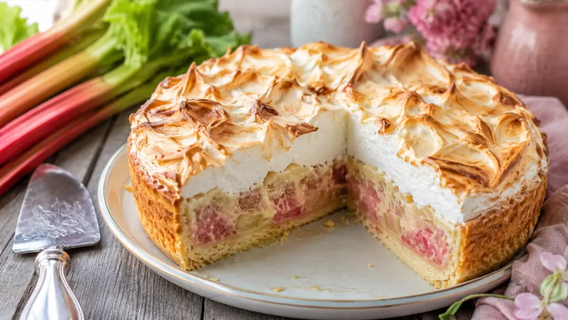 Rhabarberkuchen mit Baiser